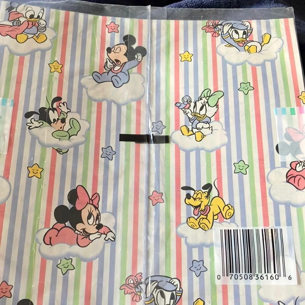 Disney Character‎ Striped Baby Gift Wrap -Sealed New Old Stock